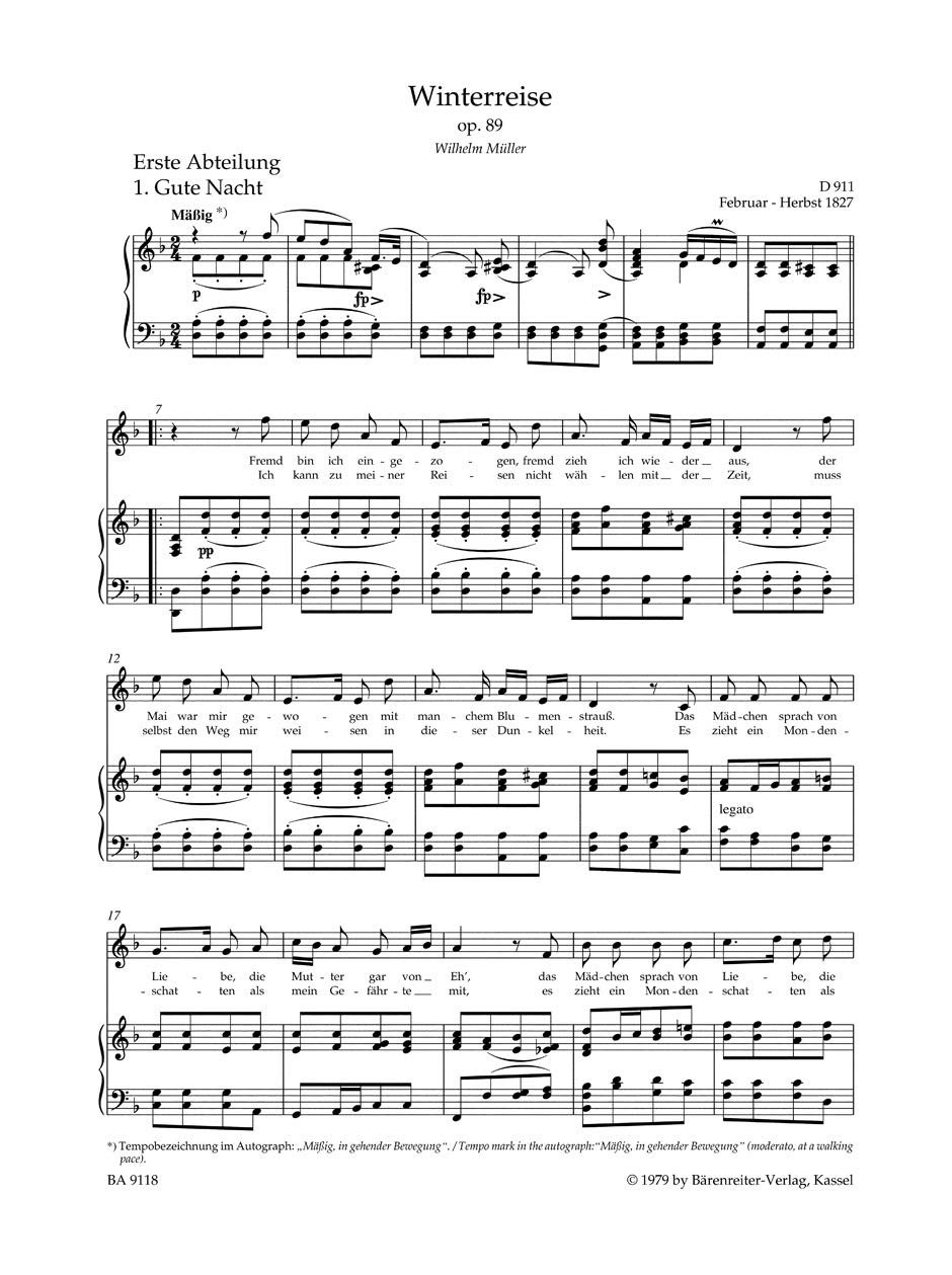 Winterreise op. 89 (Hohe Stimme). Singpartitur, Urtextausgabe