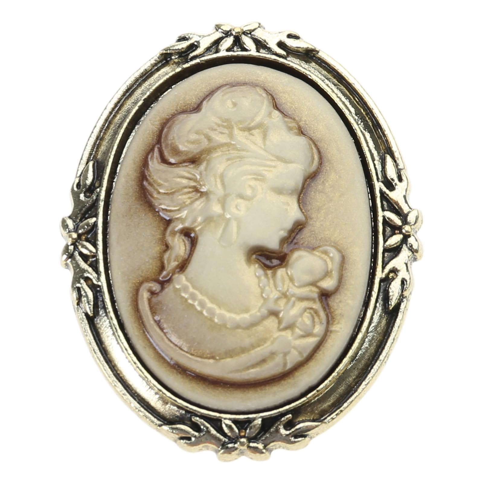 Nihenhao As Pic Shows 1Pc Queen Lady Vintage Victorian Cameo Black Enamel Bronze Brooch Pin