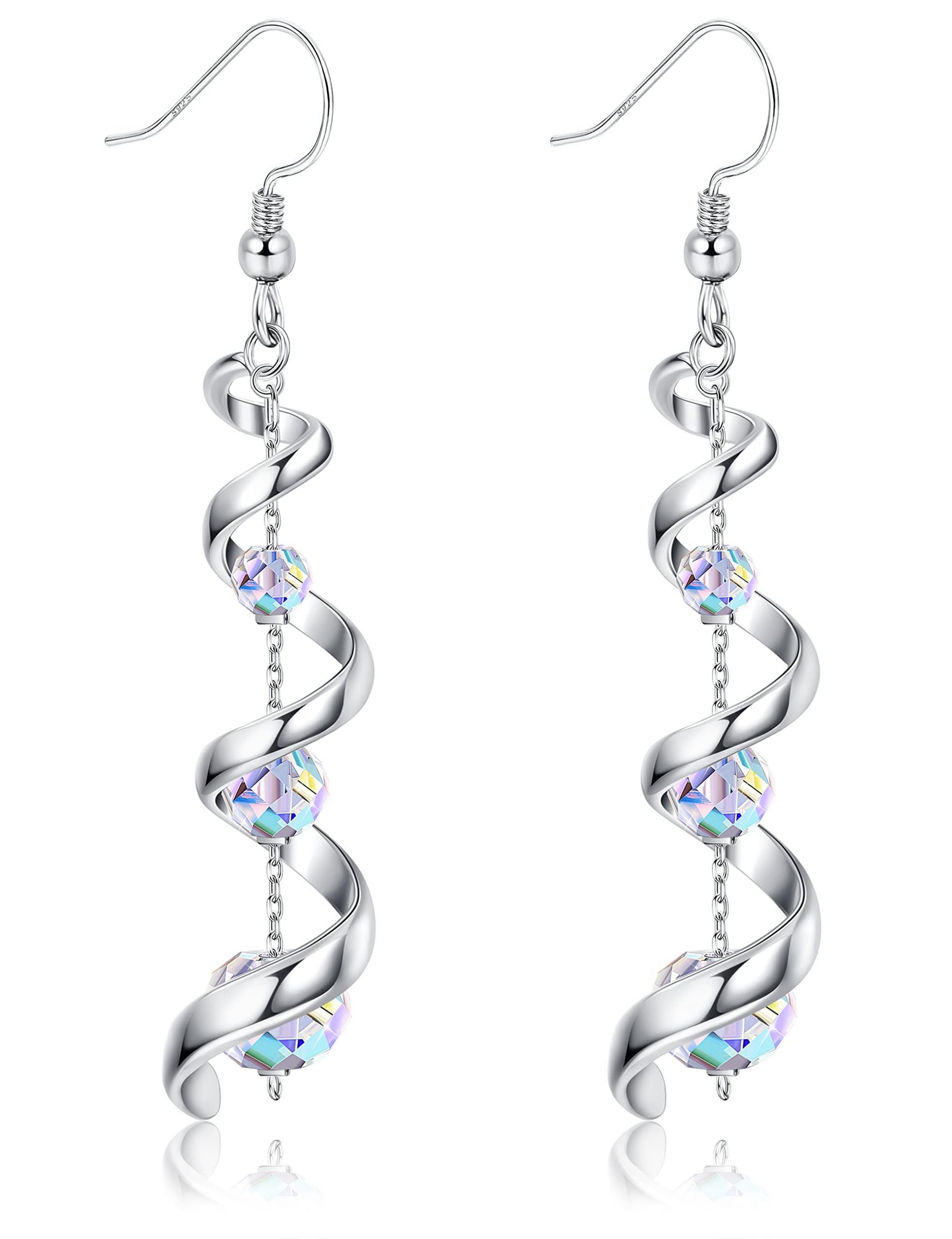 YADOCA Pendientes de Plata para Mujer, Pendientes Colgantes de Plata de Ley 925 Pendientes Largos Colgantes de Cristal Joyas Regalos para Ella