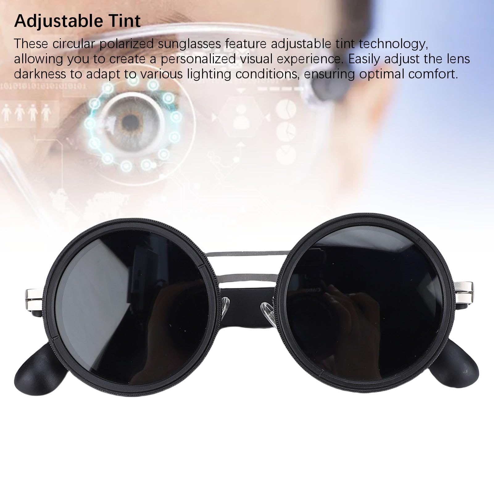 Jectse Lunettes Intelligentes AI, Lunettes de Soleil Polarisées Bluetooth, Teinte Réglable, Traduction AI, Prise en Charge Multilingue, Confort Toute la Journée, pour la Conduite,
