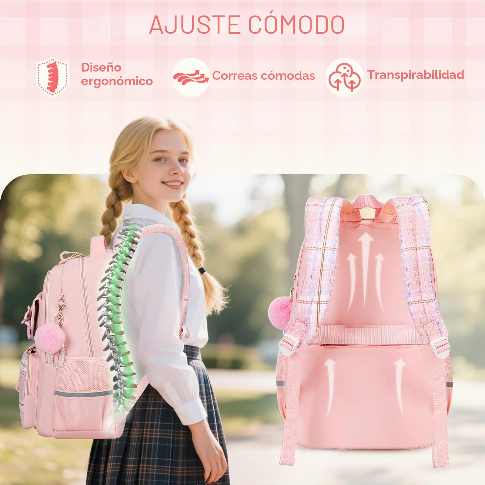 Tanou Mochila Escolar Niña, Mochilas para Colegio y Instituto Impermeable