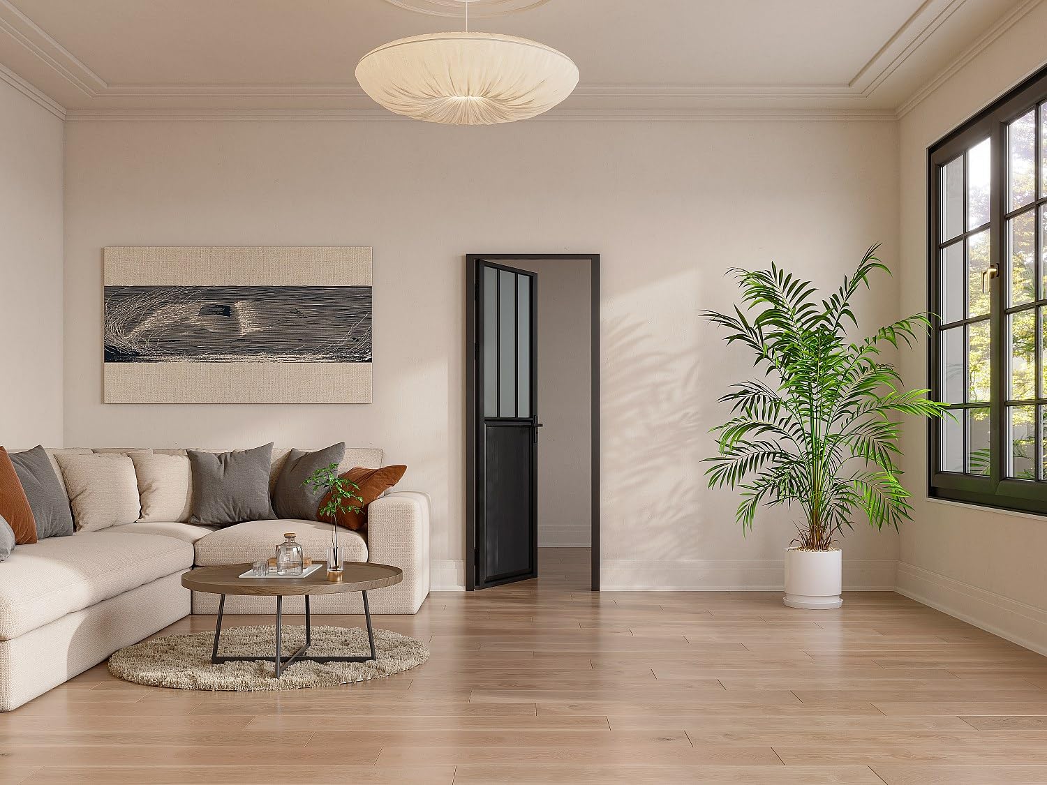 Vente-unique - Bloc porte réversible en aluminium et verre trempé dépoli style atelier - H204 x L93 cm - Noir - ERMELO