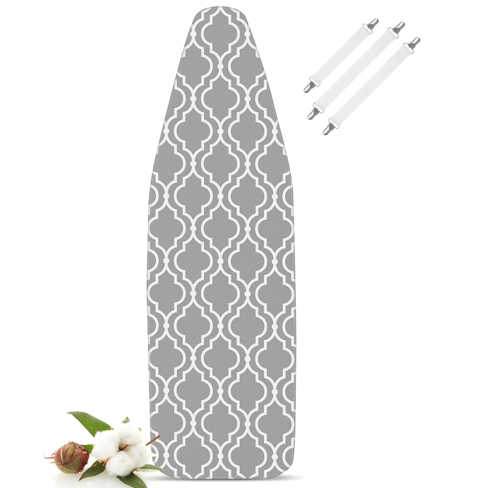 Copriasse da Stiro 120x45, Cotone Copri Asse Ferro da Stiro per Ferri a Vapore, 4 Misure, Copertura Asse da Stiro per 120-125cm x 38-45cm Asse da Stiro, Stiratura Rapida, L