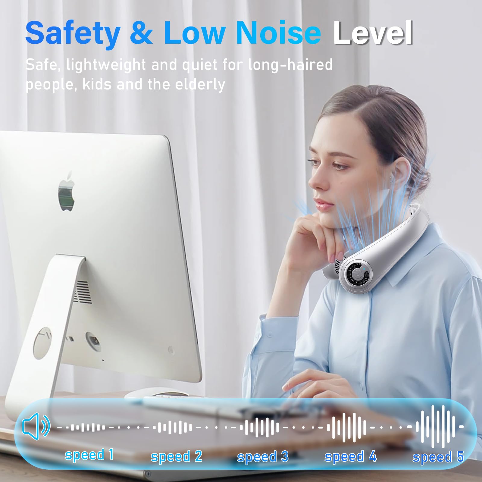 HandFan 50000mAh Ventilateur De Cou Portable,Petit Ventilateur De Bureau 24 Hrs Temps Travail,USB Rechargeable 6 Vitesses, Pour L'extérieur Camping Office Room