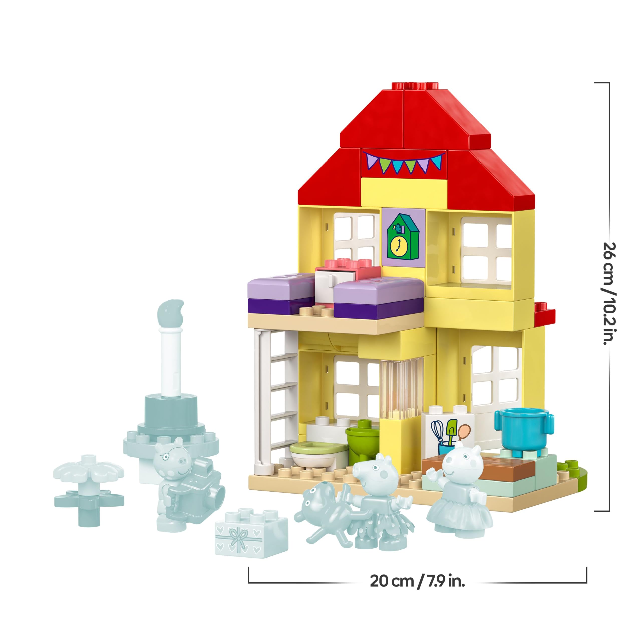LEGO DUPLO La Casa del Compleanno di Peppa Pig, Giochi Creativi per Bambine e Bambini da 2 Anni in su con 3 Personaggi, Orsacchiotto Giocattolo e Torta di Compleanno, Playset Educativo 10433