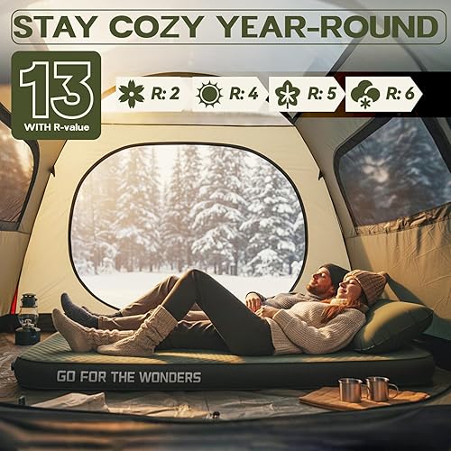 Miniatura 4 de UPWELL Colchoneta de dormir autoinflable de 4.5 pulgadas de grosor, colchón de campamento con espuma sólida, doble colchoneta para dormir, portátil,