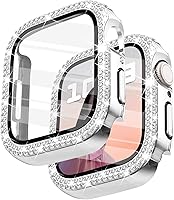 Vista 19 de Surace - Carcasa compatible con Apple Watch de 1.65 pulgadas con protector de pantalla de cristal templado, diseño brillante con 300 diamantes