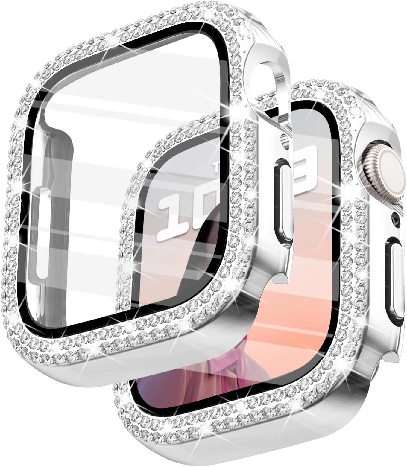 Surace 40mm Case Compatible with Apple Watch Case with Screen Protector, Bling Diamond Overall Protective Case Compatible with Apple Watch Series 6/5/4 SE, 40mm, Clear