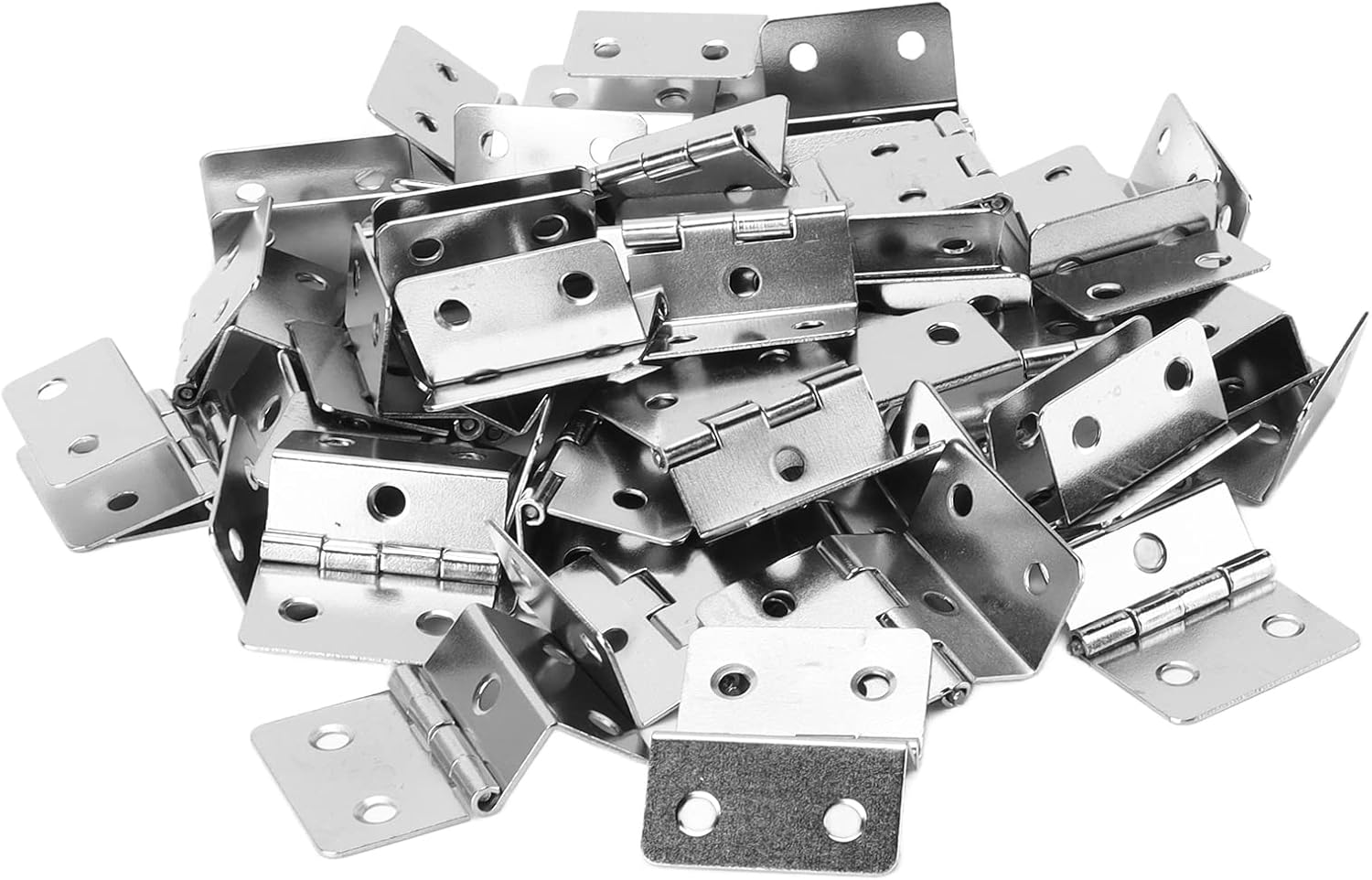 50pcs Hinges Appearance Electroplating Durable Iron Material Wooden Boxes Repairing Accessories with Screws (Silver White)
