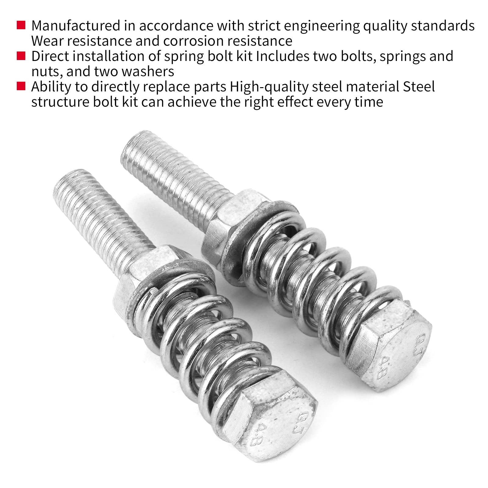 Boulons échappement M10 Kit Boulons écrous échappement M10-1,5x65mm - 2 Ensembles - Ressort De Remplacement Acier Carbone écrous Tuyau échappement