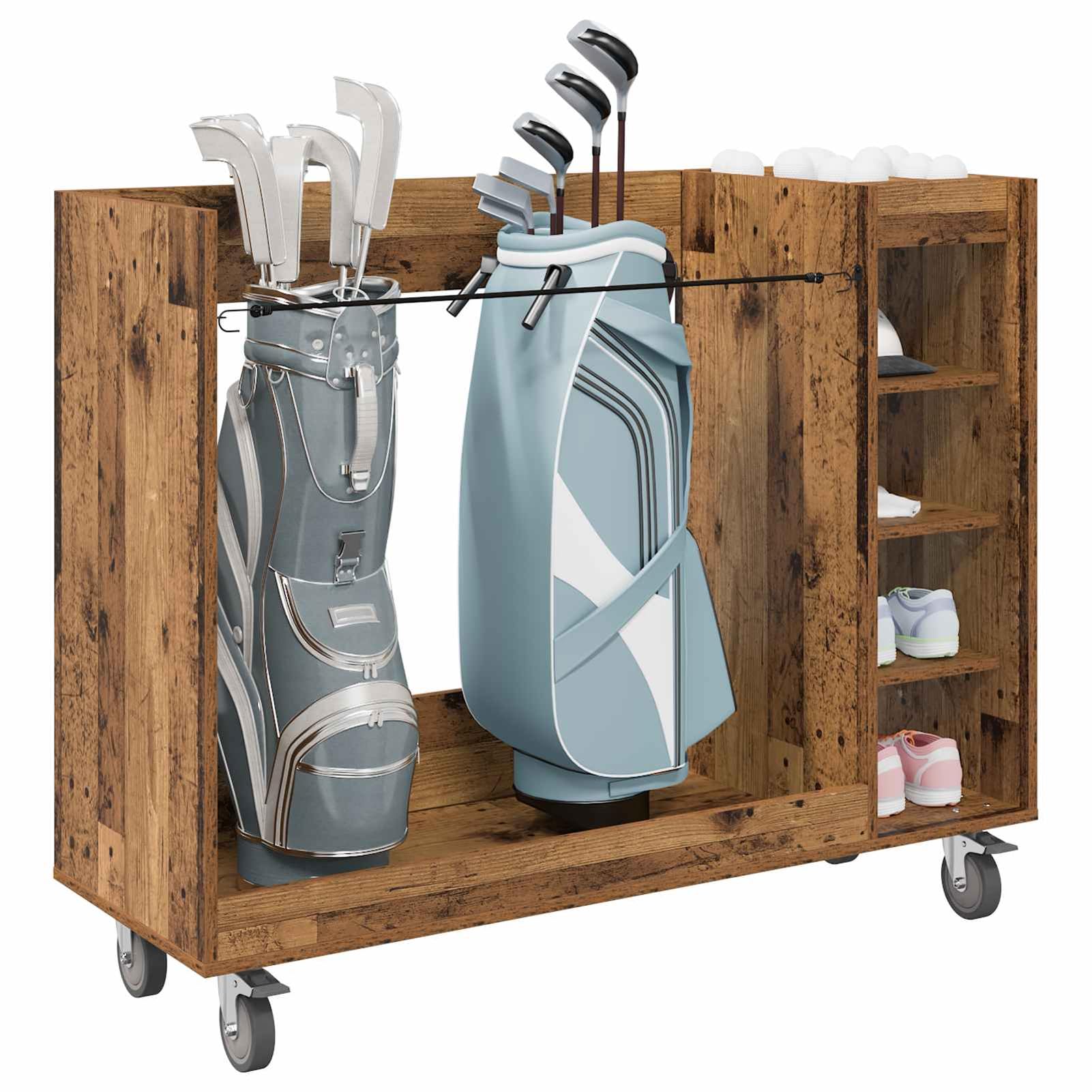 Gecheer Golf-Schrank Uni Altholz, 120 x 45 x 98 cm, Holz, Stauraum für Golfzubehör, für Garage und Wohnraum