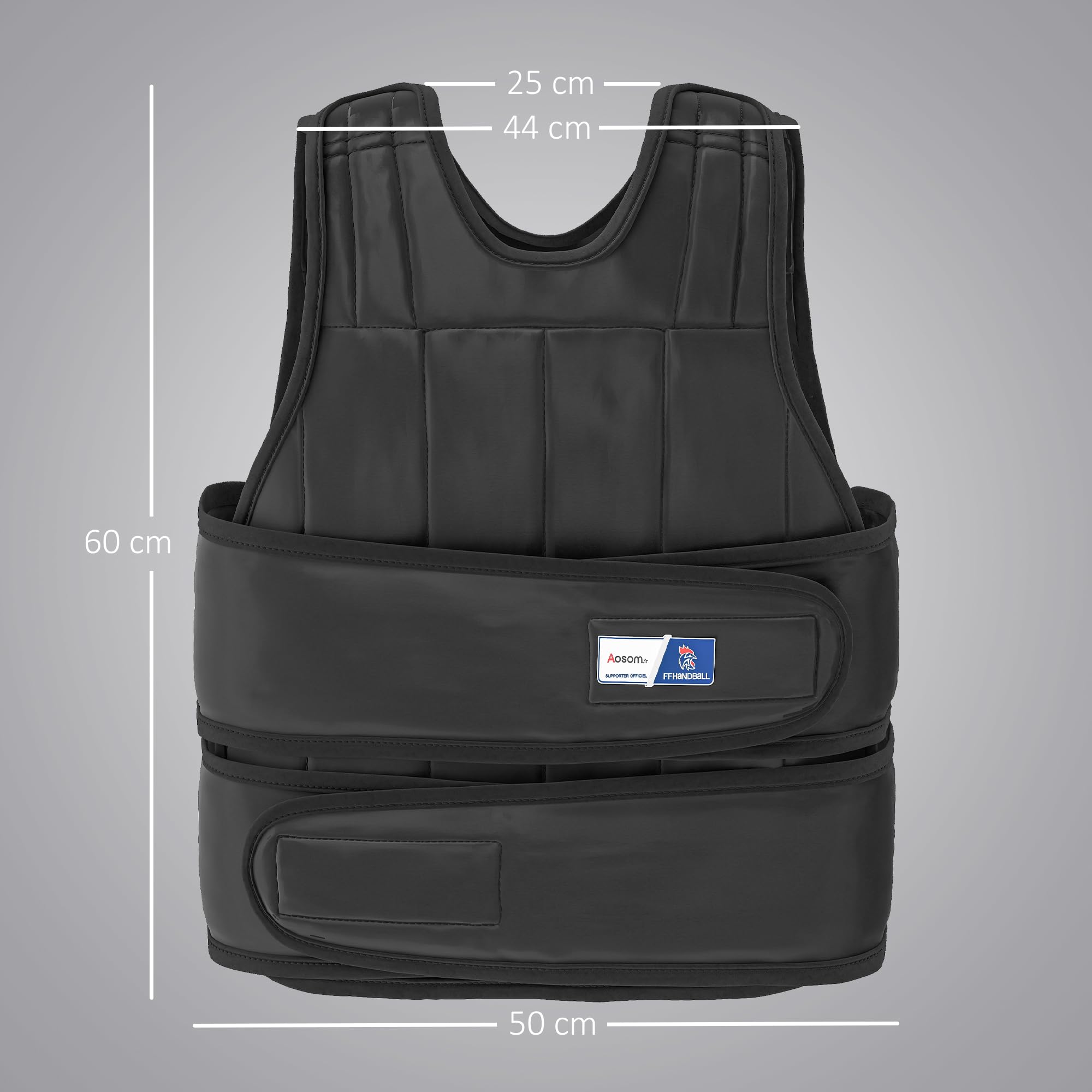 HOMCOM Gilet lesté réglable - Aosom.fr x FFHandball - veste lestée 20 Kg max. poids amovibles entrainement musculation exercice boxe oxford