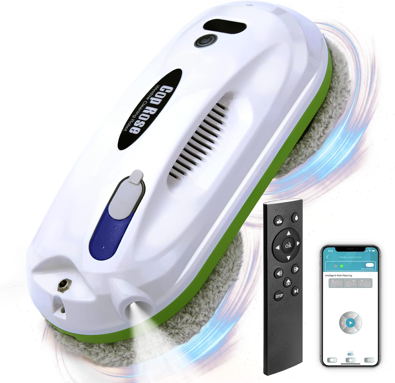 X5S Window Cleaner Robot Smart Robotic Window Cleaner with Auto Water Spray Vacuum Robotic Robot by Remote Controller Washer for High Windows Ceiling Mabetic Aomatic Home Cleaning (White)