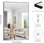 Leyden Bathroom Mirror 60x40 inches, Large Rectangle Wall Mirror with Black Aluminum Frame, Vanity Mirror for Bathroom Bedroom Living Room Dining Room Entryway Decor