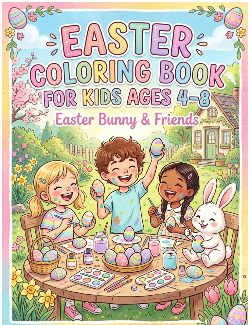 Easter Coloring Book for Kids Ages 4–8: Easter Bunny & Friends – Fun Activities with Eggs, Egg Hunts, Decorating, Chocolates & Cute Spring Scenes