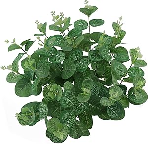 Tinsow 5 PCS Real Touch Leaf Artificial Eucalyptus Branches Stem Faux Eucalyptuses Wedding Bouquet Centerpiece Home Decor