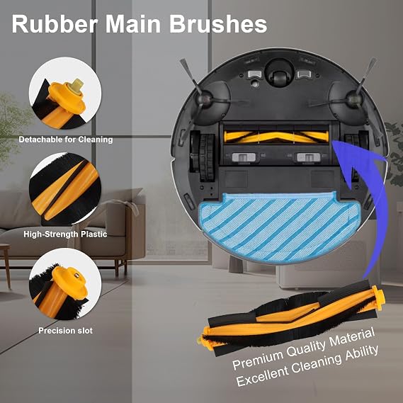Feilifan ECOVACS DEEBOT N10 PLUS/T9+/ N8 PRO+/ N8+/ N8+/ T8+ Robot Vakum, Yedek Parçalar Ana Fırça, Yan Fırça, Filtre, Paspas Pedleri, Toz Torbası (19 Adet) için aksesuar Kiti