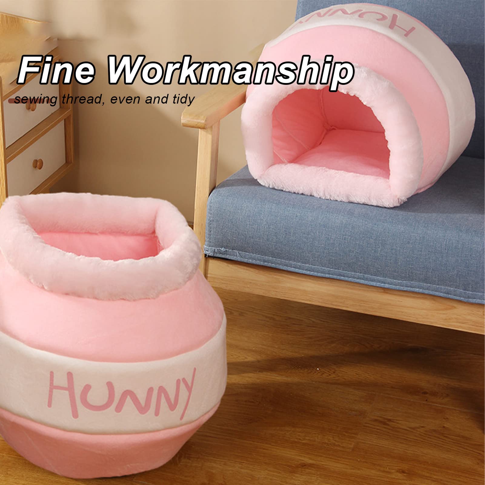 Katzennest In Honigtopf-Form – Warm, Faltbar, Halbgeschlossen, Größe S (56x35x29 Cm), Grau