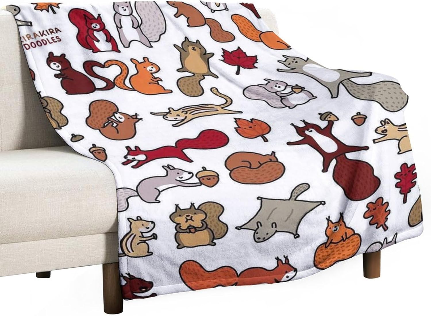 毛布 リス 動物柄 ブランケット ひざ掛け もうふ ひざかけ 掛け毛布 夏用 タオルケット お昼寝ケット フランネル 膝掛け 大判