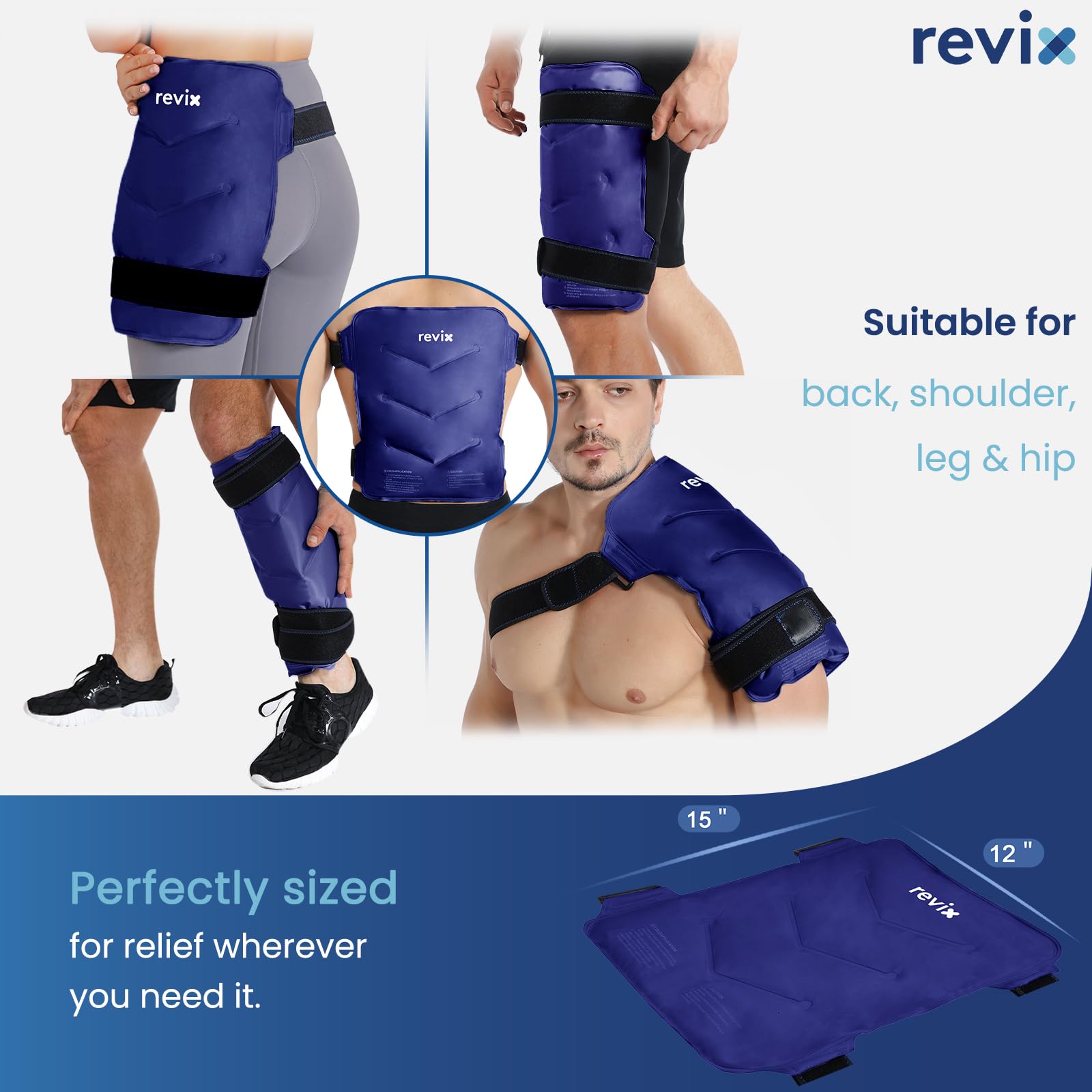 REVIX Hip Ice Pack Wrap do zapalenia bólu bursitis Wielokrotnego użytku Cold Pack do wymiany biodra, miękki pluszowy zimny kompres do urazów ramion tyłu biodra uda i kolana