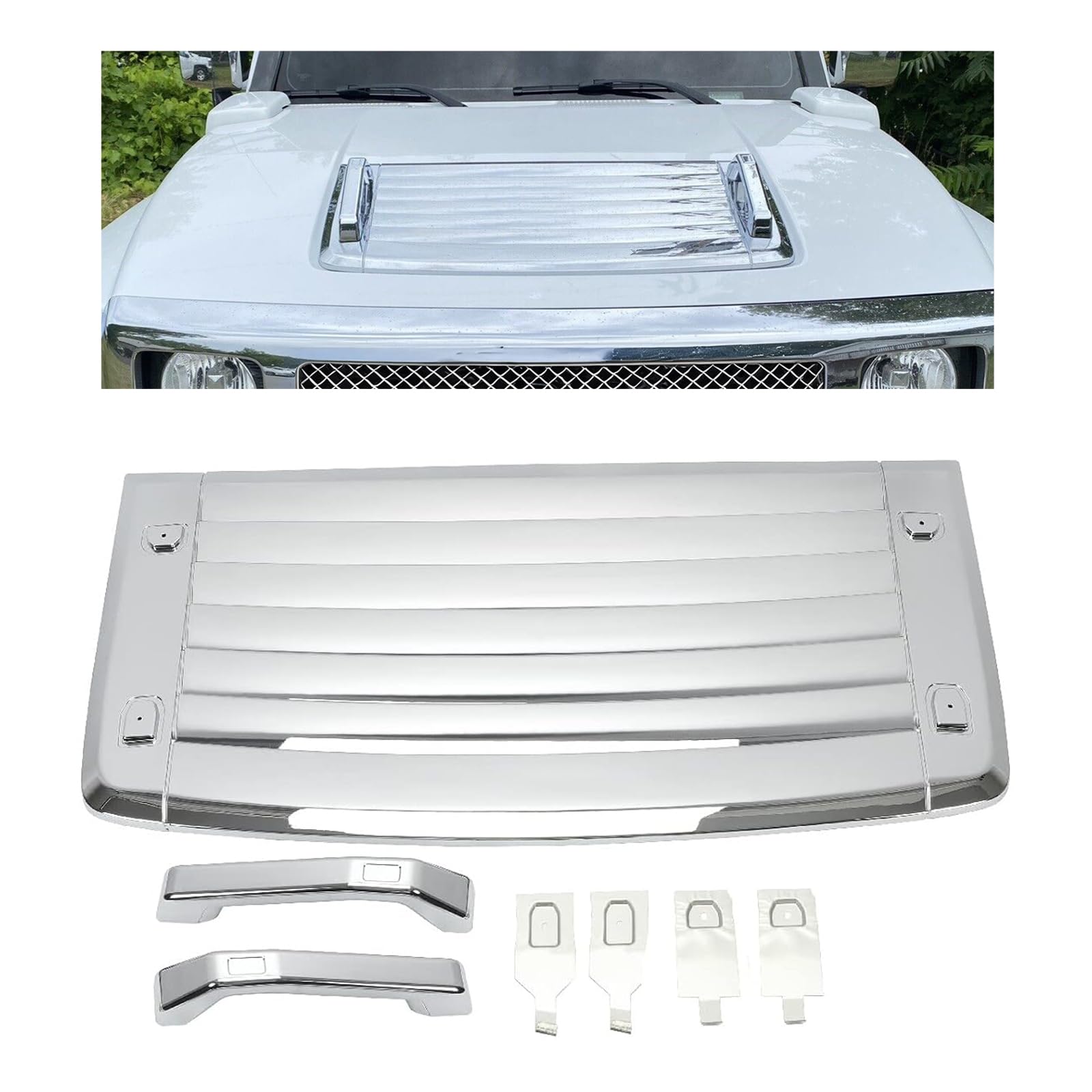 新品 ハマーH3 クローム ボンネットフードパネル ＆ ハンドルカバー メッキ Amazon.com: HECASA 3Pcs Silver Hood Vent Compatible with 2006-2010