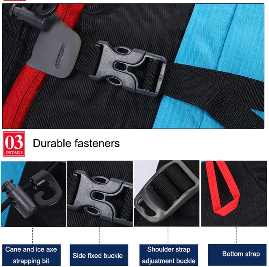 Sac à Dos de randonnée Sac à Dos de randonnée à glissière en métal 45L, Sac à Dos Pliable résistant à l'eau, Grand Sac à Dos de Voyage de Camping ultraléger pour l'escalade, Le Cyclisme Chasse
