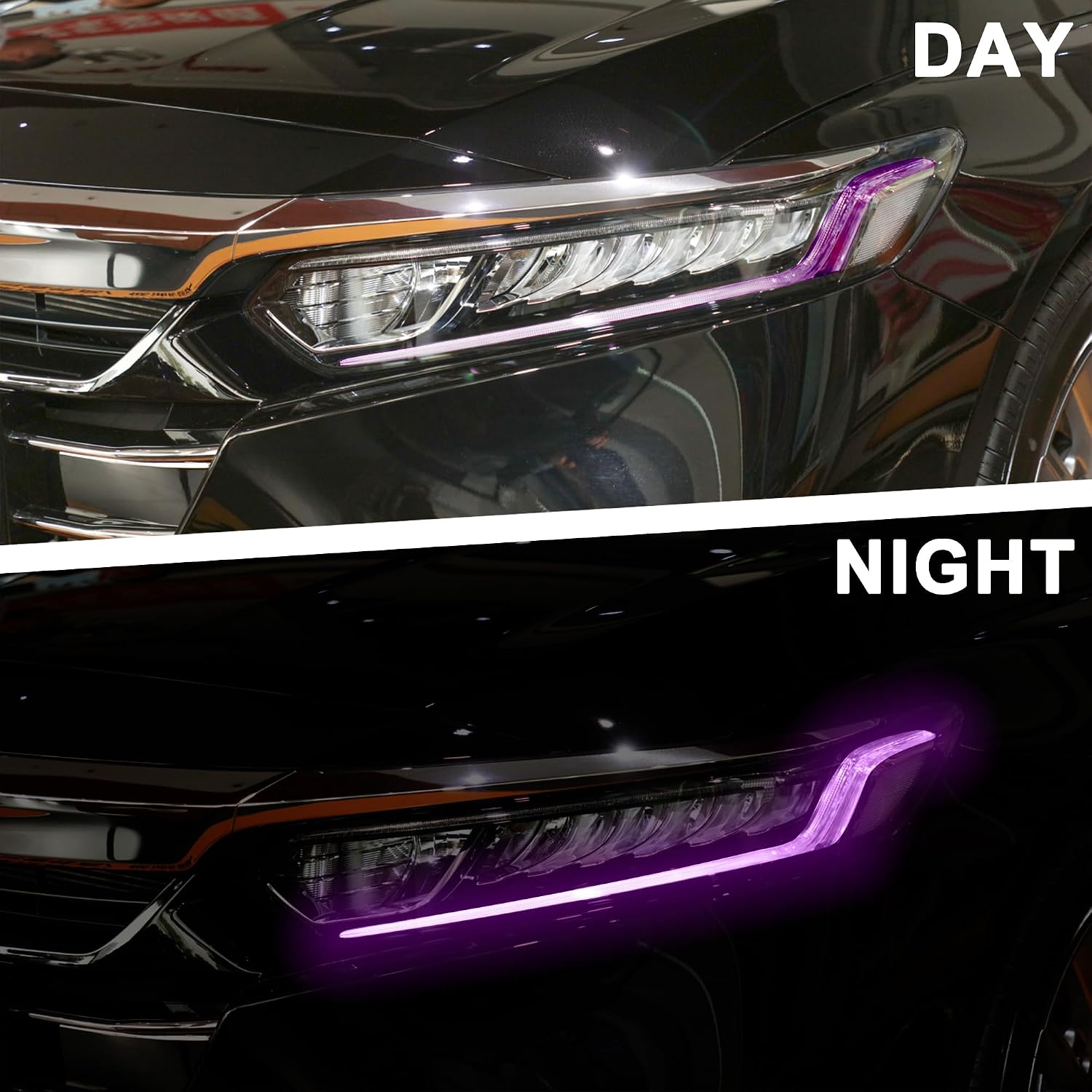 TOMALL 2 Pair Headlight Fog Light Vinyl Films Smoke Tint Compatible with Honda 10th Gen Accord 2018-2023 Light Transmission Tint Wrap Exterior Self-Adhesive Sticker Decorations Trim (Purple)
