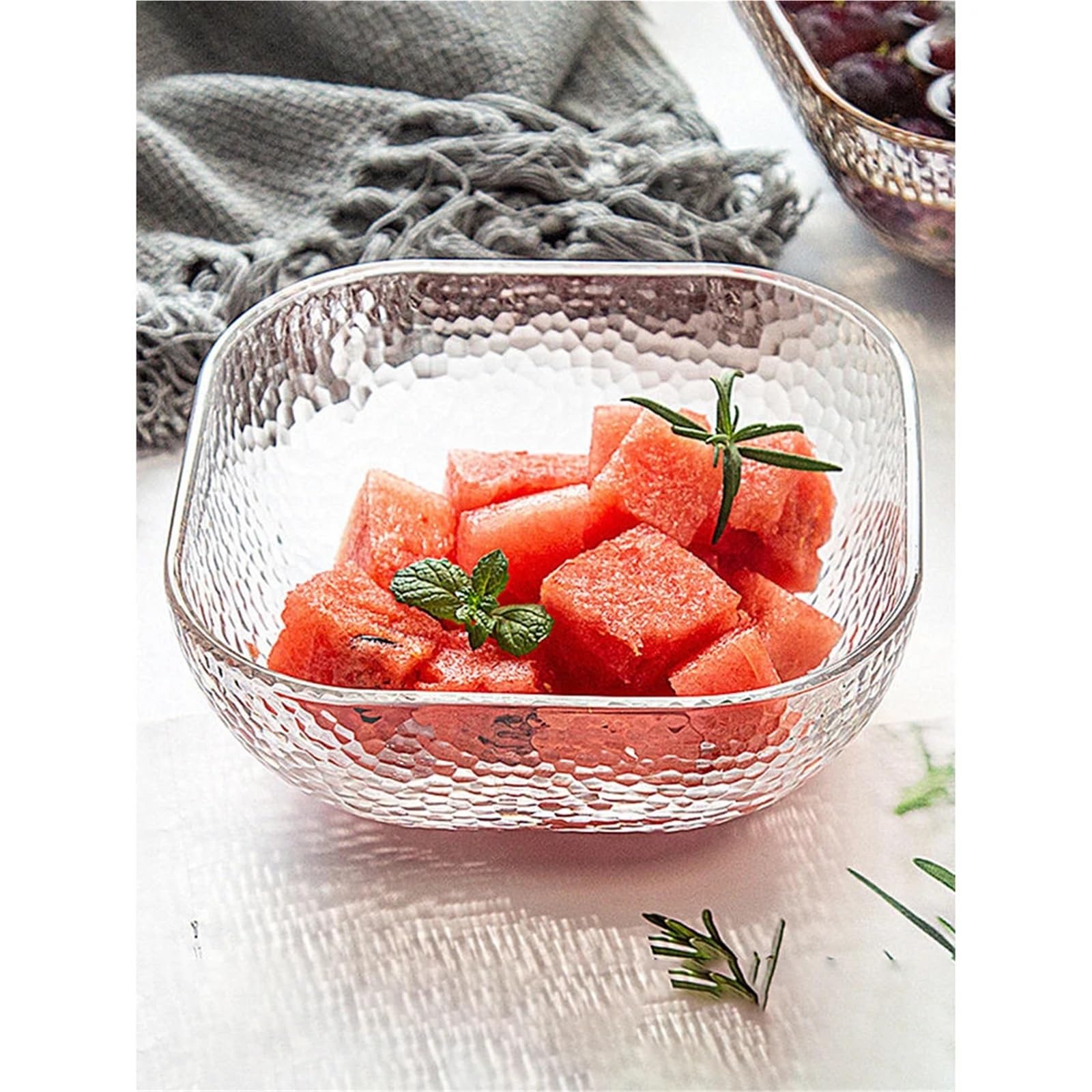 Ensaladeras Tazón de vidrio cuadrado, simplicidad moderna, Color sólido, contenedor de alimentos for el hogar, frutas, yogur, verduras, ensalada, helado, postres Para Cereales, Ensalada(Transparent La