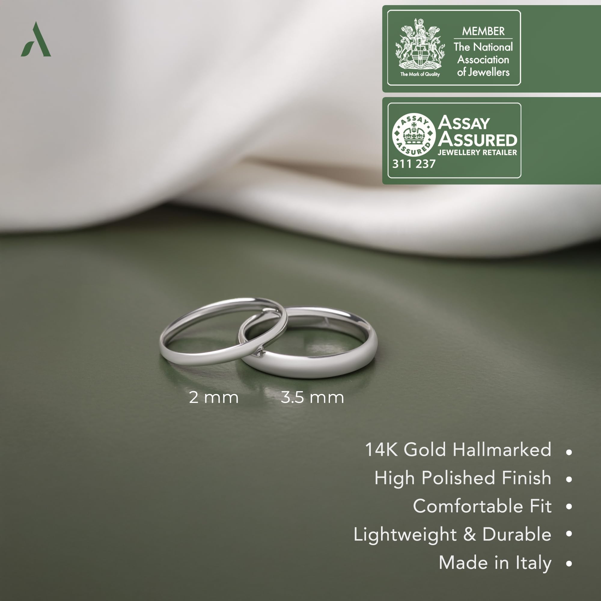 Amberta Fede Nuziale Oro 14K Giallo Bianco per Donna Uomo | Anello Donna Oro 14K Vero Solido per Lui e Lei Qualita' Premium Italiano