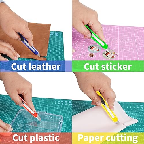 Miniatura 8 de DIYSELF Paquete de 6 cuchillos utilitarios, cortadores de caja de 0.354in de ancho, cortador de caja retráctil con cuchillas de utilidad a presión,