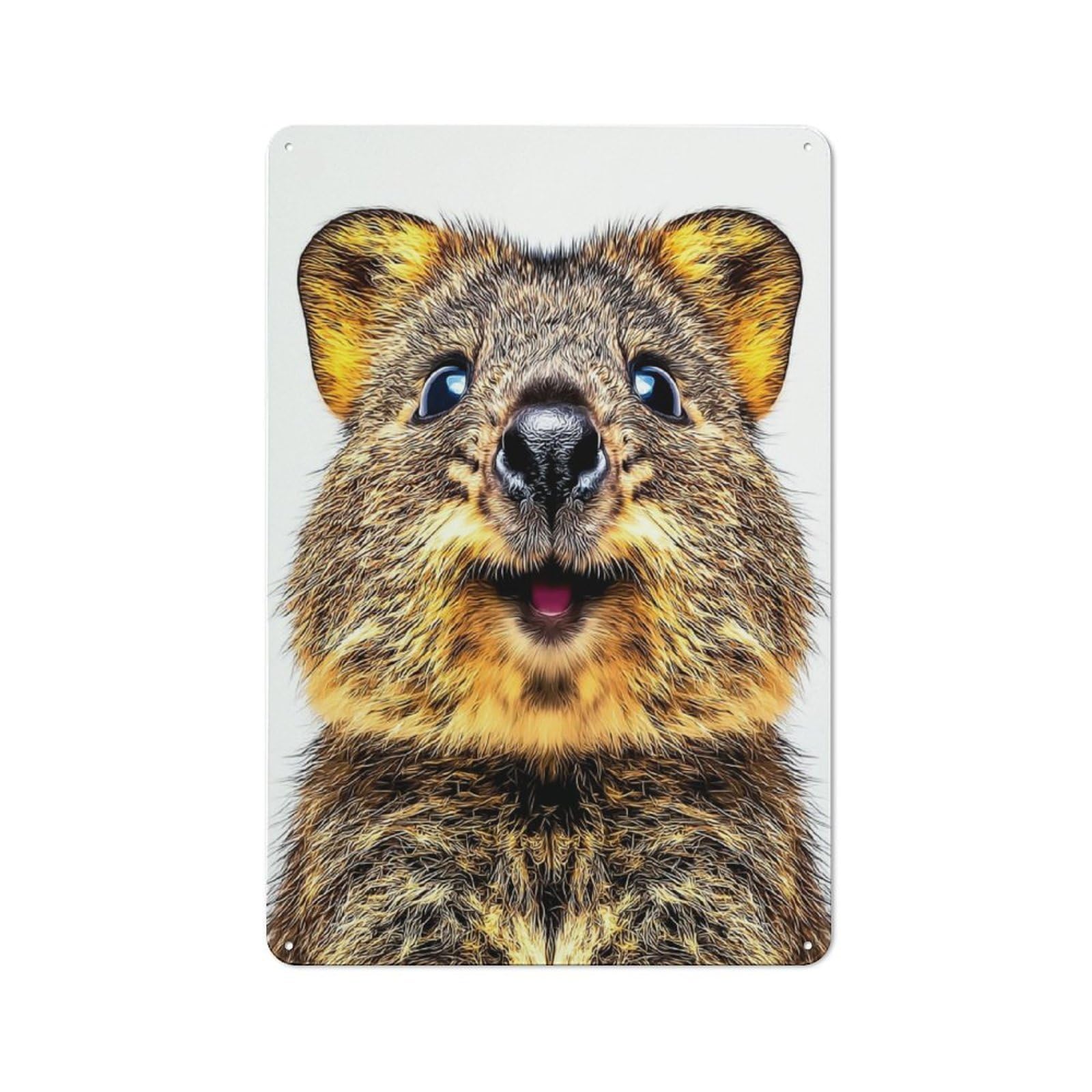 Junmoney Curious Quokka Close-Up -1 Retro Metal Sign 30X20cm For Garage Wall, For Home Interiors And Metal Sign Collectors