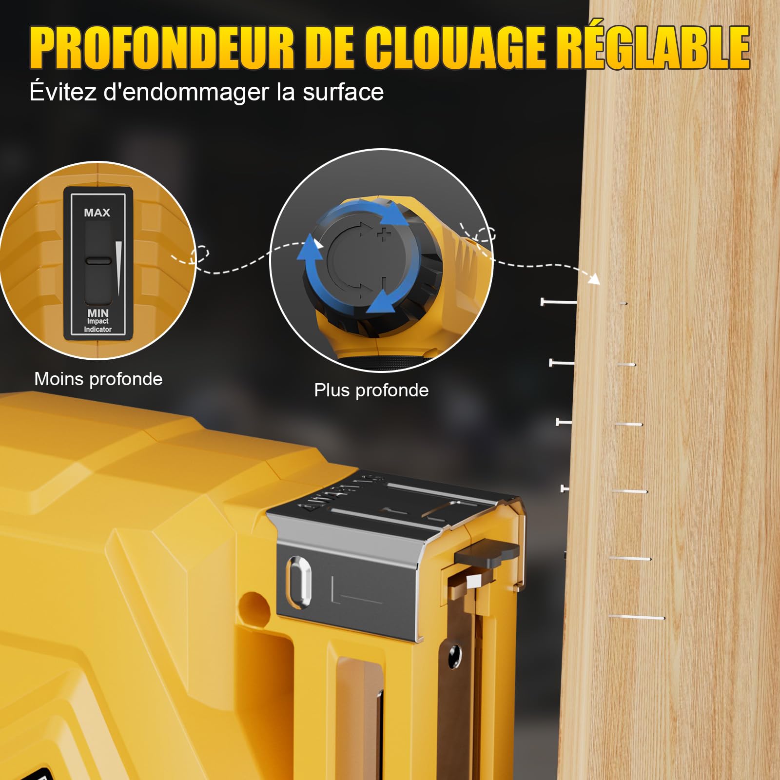 Cloueuse Electrique Sans Fil 3-In-1-21V Agrafeuse Cloueuse Electrique avec 2 Batteries 2,0Ah, 600 Clous 18GA, 1000 Agrafes Typ140 & 1000 Agrafes Typ53, Agrafeuse sans fil pour Bricolage Bois