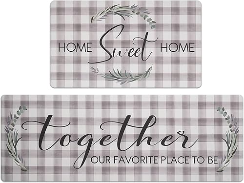 FRESHMINT Juego de 2 alfombrillas acolchadas y antifatiga para cocina, el hogar y la oficina, ergonómicamente diseñadas con espuma de memoria para