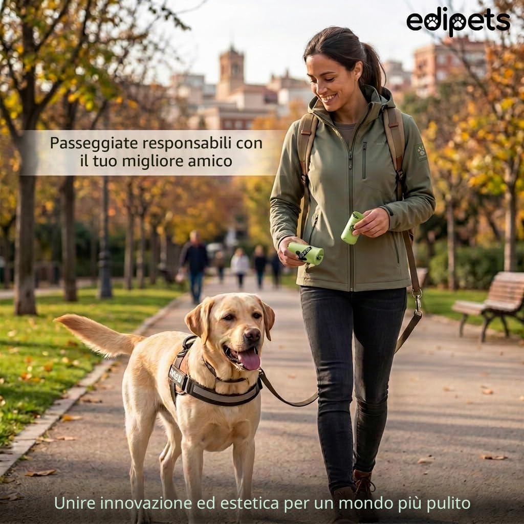 Edipets, Sacchetti Cane Biodegradabili, 405 o 540 pezzi, Extra Spesso, a prova di Perdite, non Profumati, Sacchettini per Cani, Raccogli Feci, Pet Bag (36 rotoli / 540 unità)