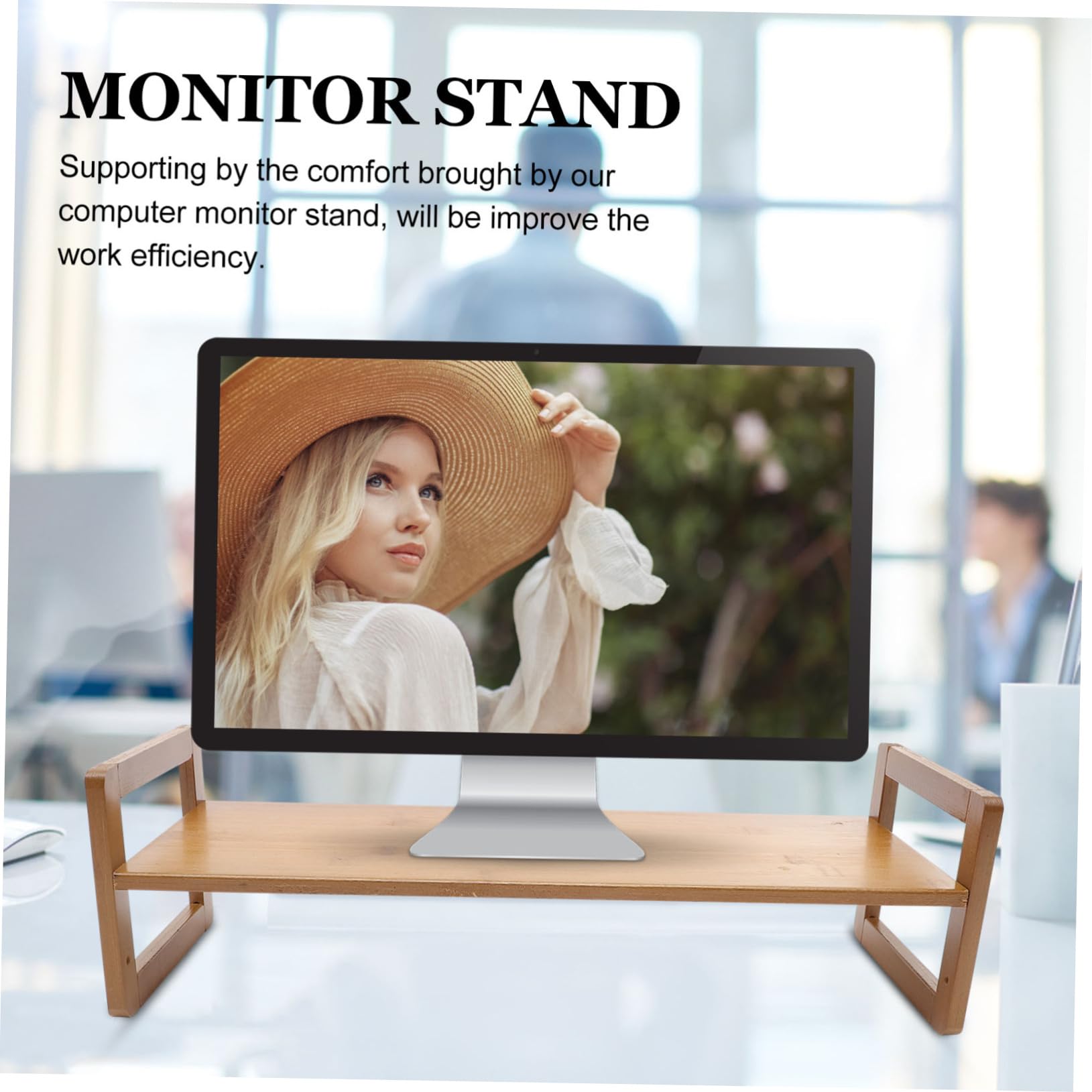 VILLCASE Supporto per Monitor da Scrivania in Legno, Rialzo per Schermo Resistenza all'Usura, per Casa e Ufficio