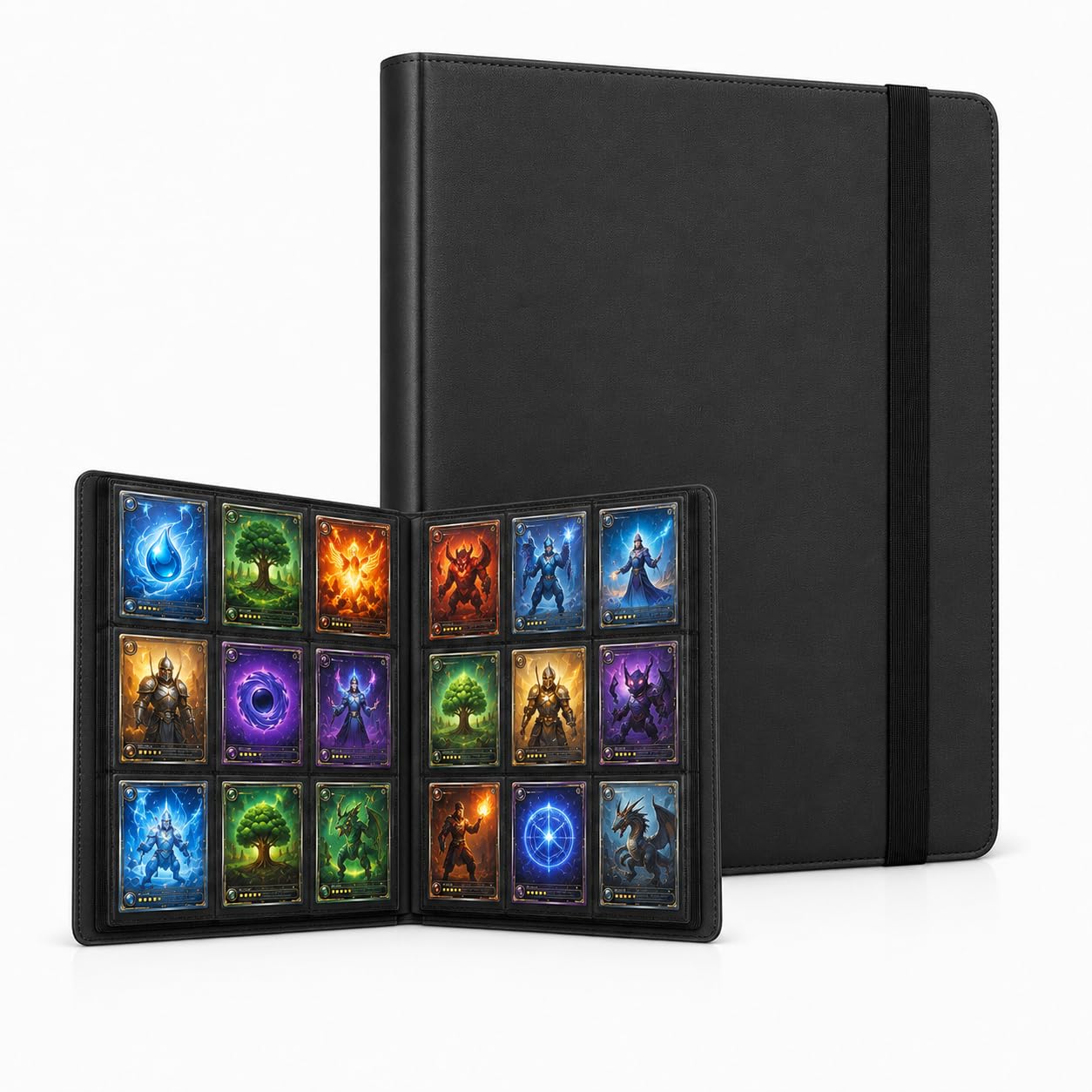 Trading Card Binder 9 Pocket 360 Pockets Black Elastic Strap for TCG Cards