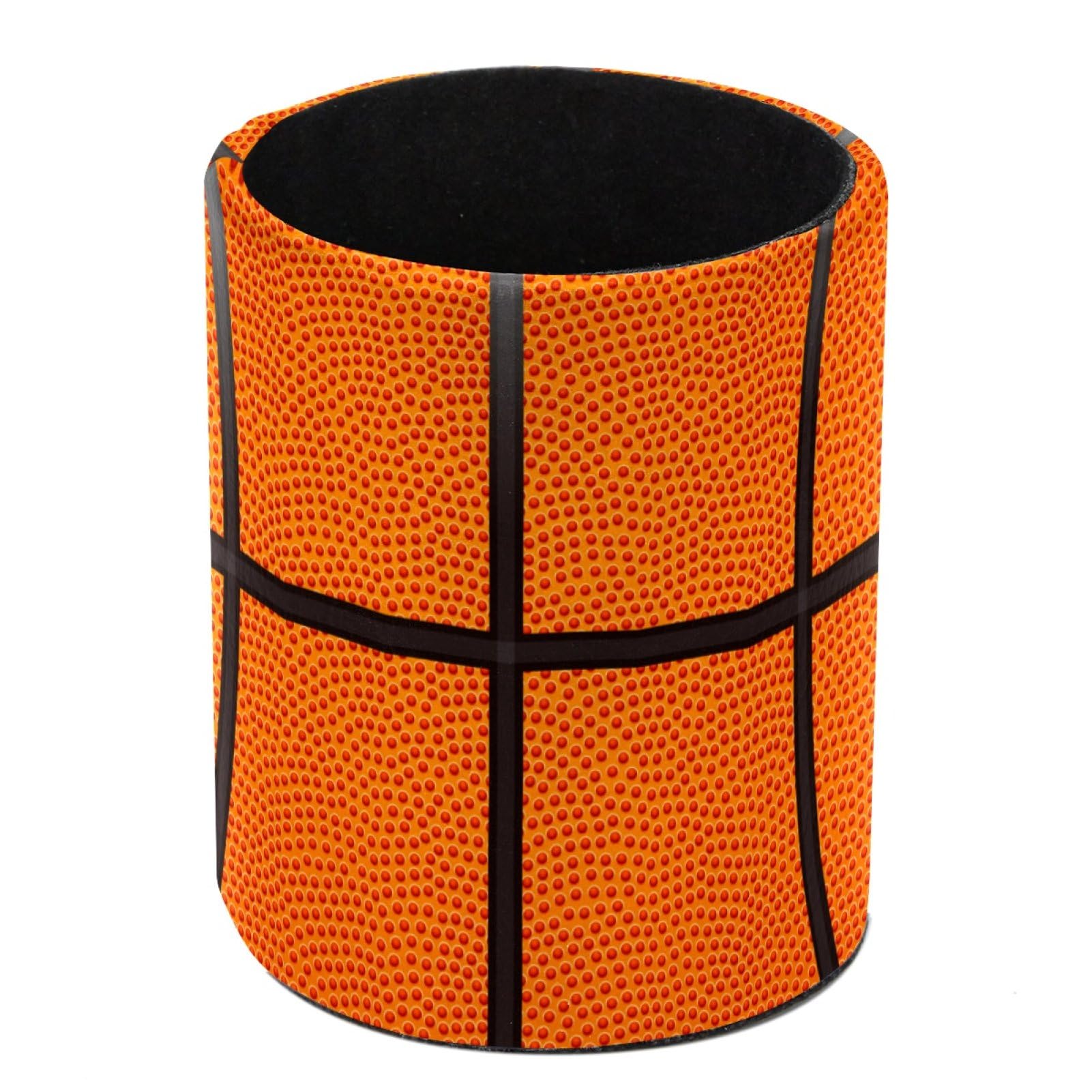 Luoweisi Basketball Orange Sport Pen Holder for Desk, Leather Pen Pot, Desk Pencil Holder Round Makeup Organiser Home Office School Suppliers