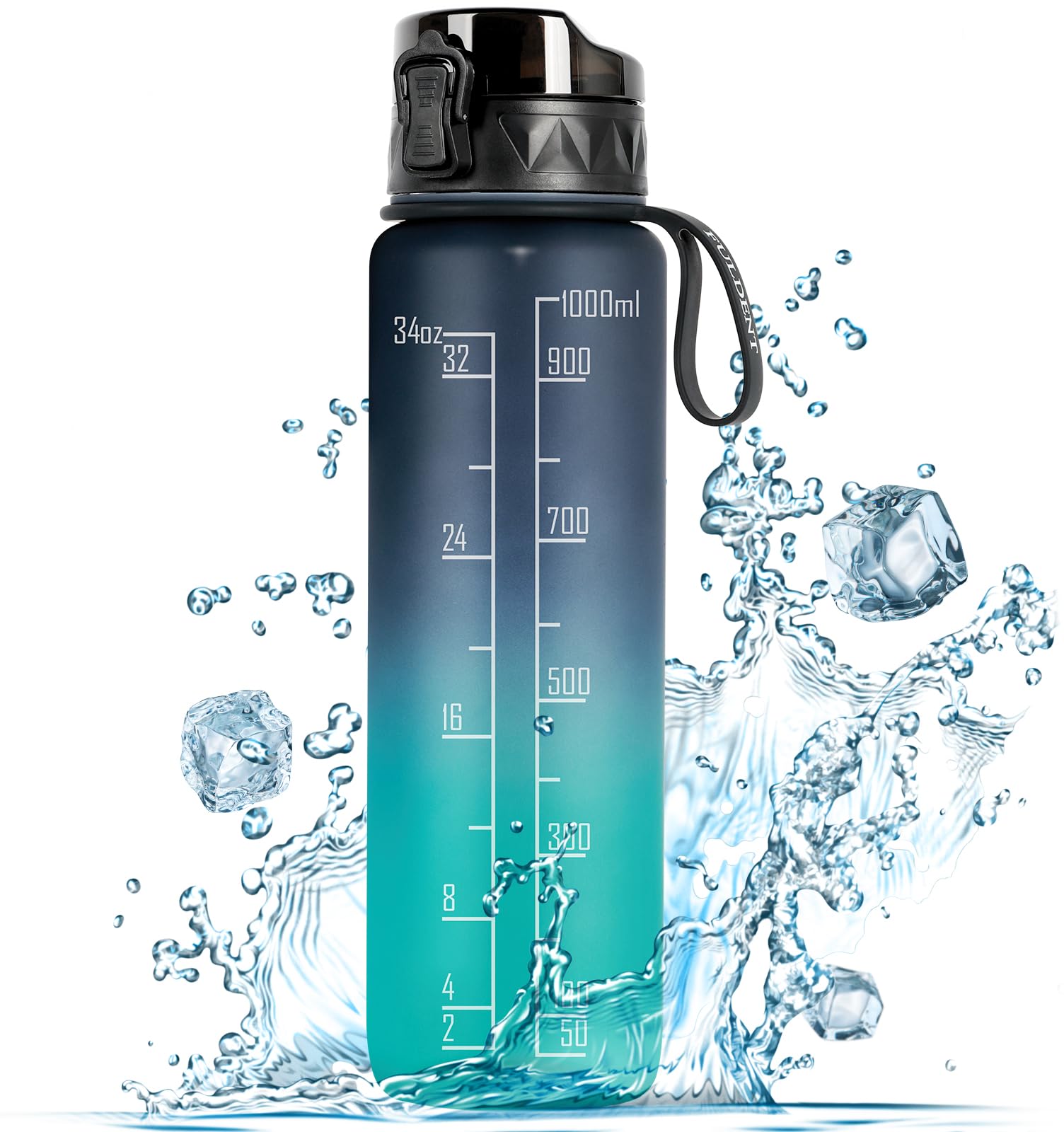 Fuldent Sport-Trinkflasche, auslaufsicheres Design, BPA-freier Tritan-Kunststoff, für Teenager, Erwachsene, Sport, Wandern, Fitnessstudio, Fitness, Outdoor, Radfahren, Schule und Büro, 1 l