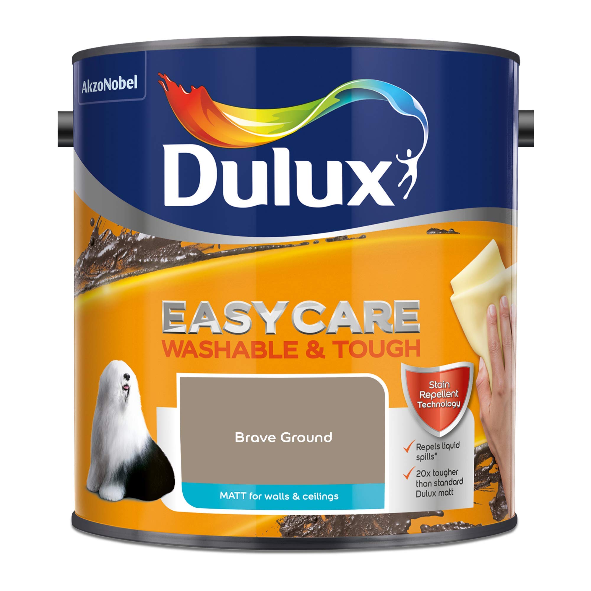 Dulux Brave Ground Easycare Washable And Tough Matt Emulsion Paint - - 2.5L Large