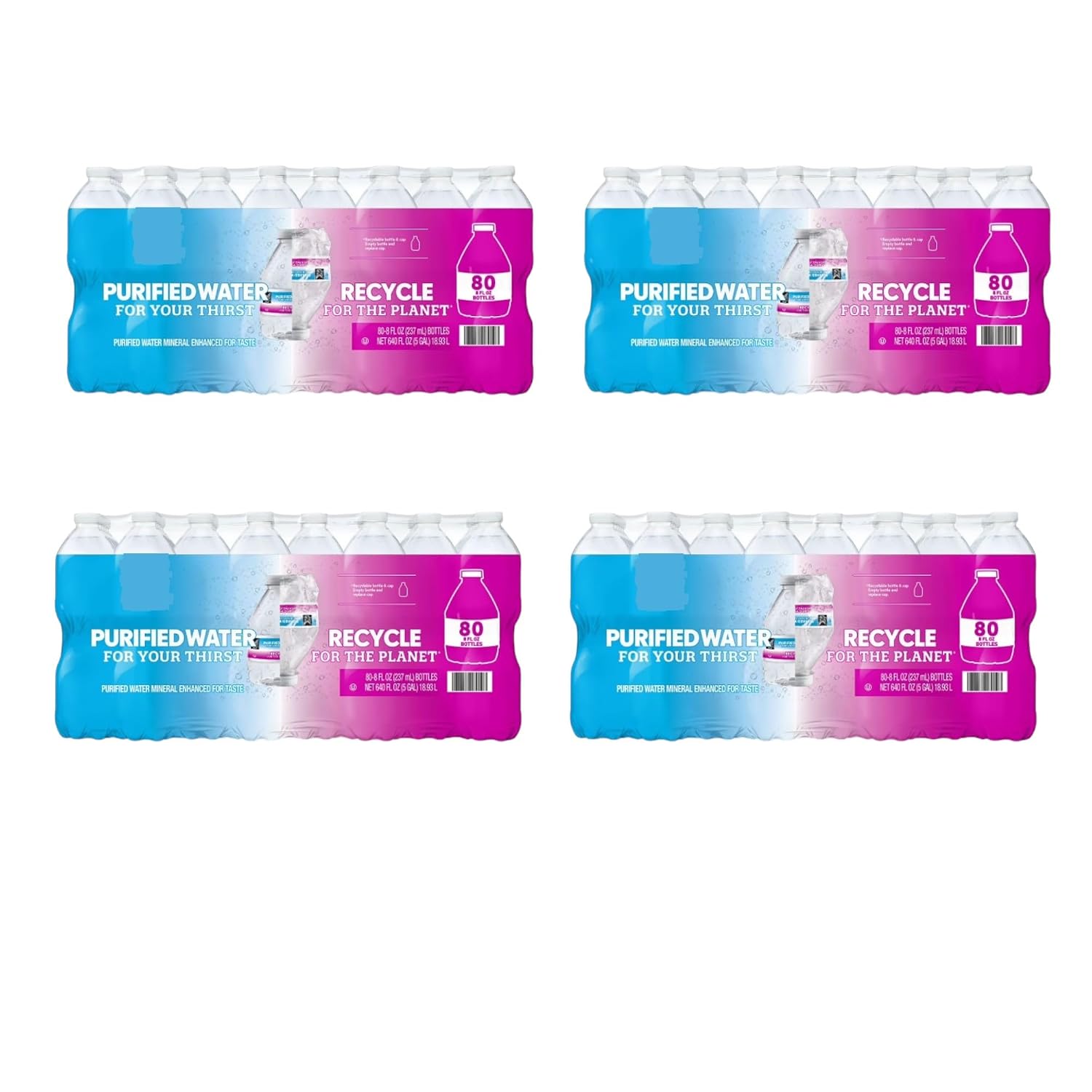 Purified Wаter 8 oz. bоttle, 80 pk. Mini Wаter Bоttles -Small Bоttles Of Wаter. 8 oz Bоttled Wаter - Bulk Small Wаter Bоttles PACK OF 4 (TOTAL 320 Bоttles).