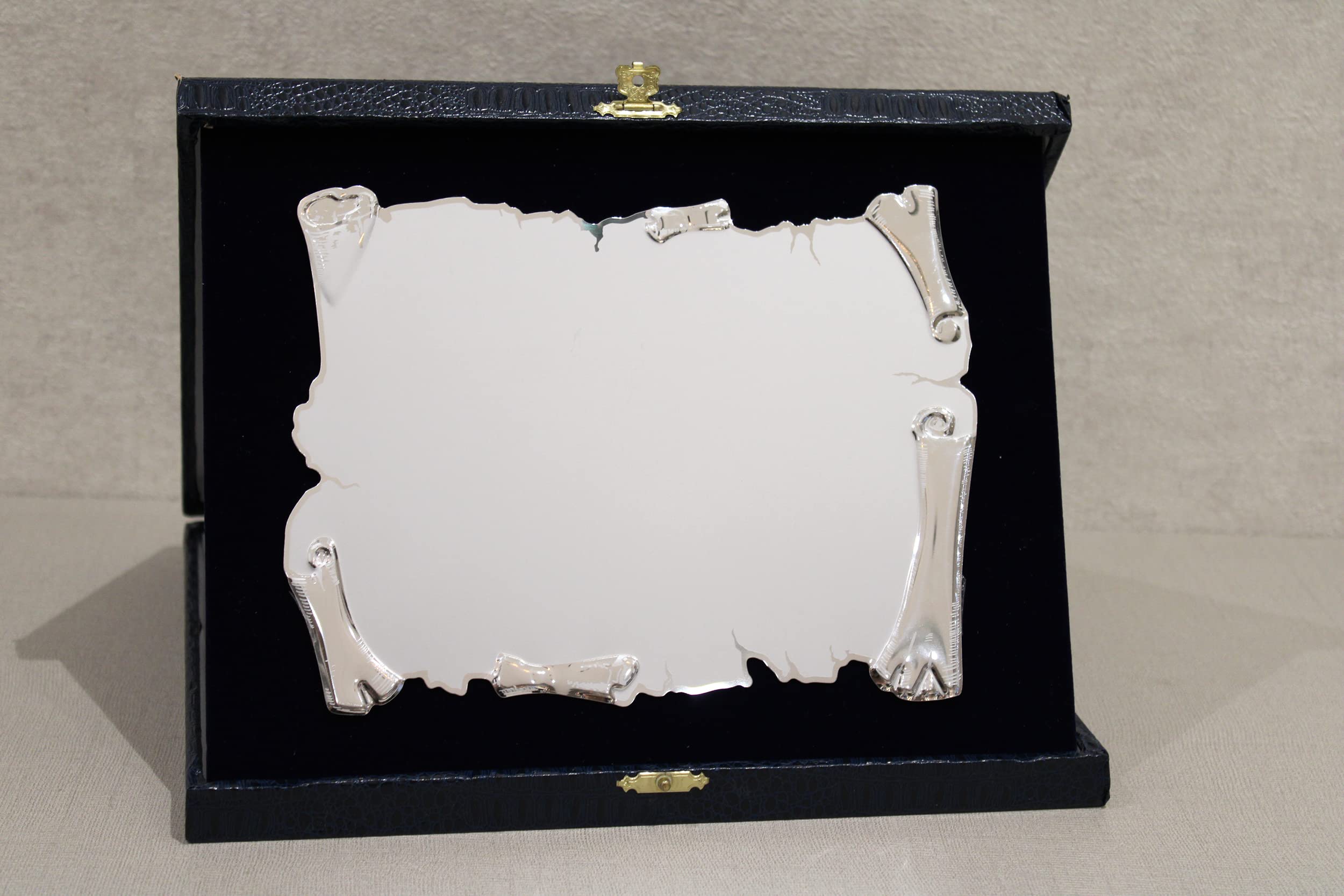 Generico Targa 25esimo Anniversario Venticinquesimo Pergamena Con Cofanetto Celebrativa Personalizzata In Alluminio Argento 20x15 Cm