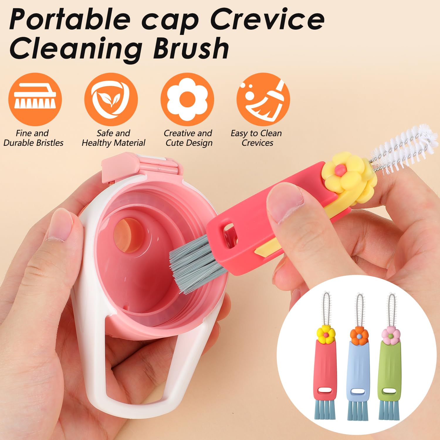 3-in-1 Cup Lid Cleaning Brush Set - 6 Pack For Bottle Gaps, Tight Spaces, And Straws (High-Temp Resistant, Hangable)