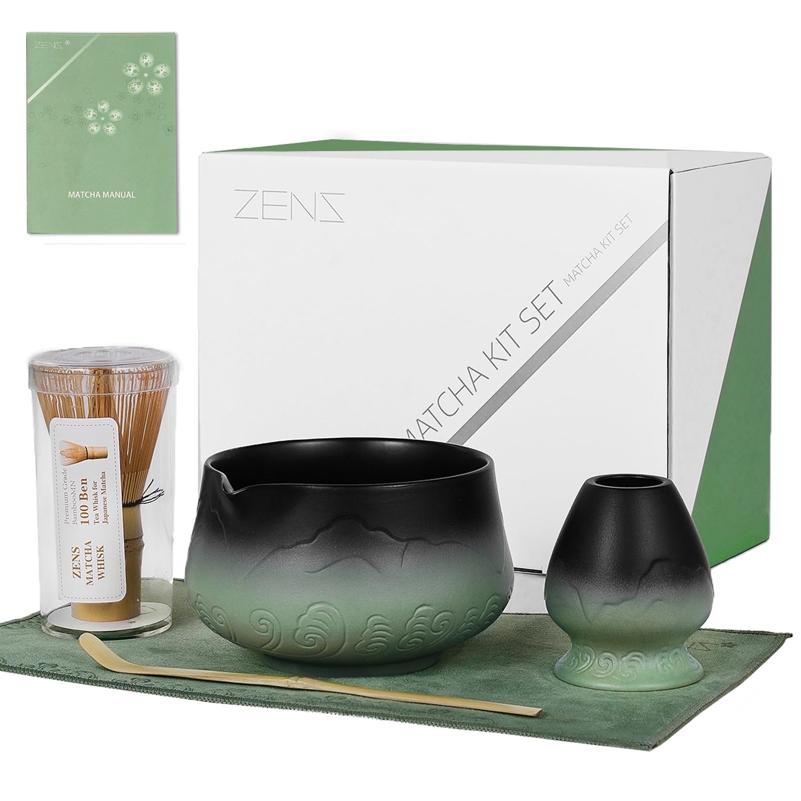 ZENS Premium Matcha Whisk Set, 5pcs Matcha Kit with Matcha Tools, Pink