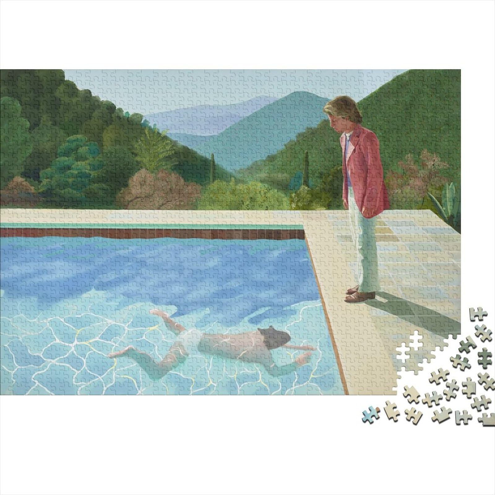 David Hockney 1000 Piece Jigsaw Wooden Puzzle Jigsaws Family Fun Jigsaws Puzzles Brain Teaser Game 1000 Pieces for Adults Gifts,1000 Pcs