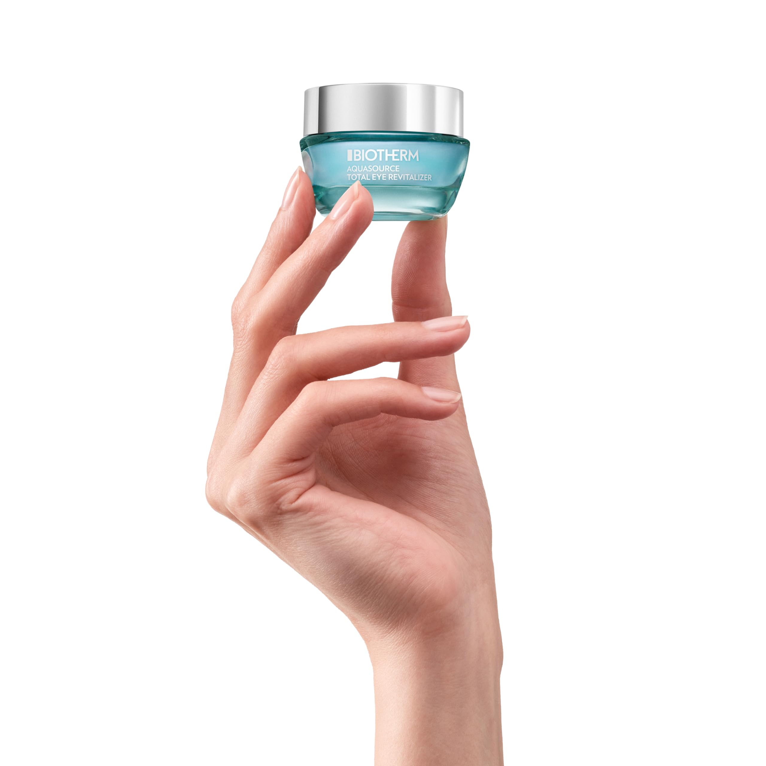 Biotherm Aquasource Total Eye Revitalizer Augencreme, Augenpflege mit kühlendem Sofort-Effekt, revitalisierende Eye Cream mit Sakura-Blatt-Extrakt und Koffein, für eine straffe Augenpartie, 15ml