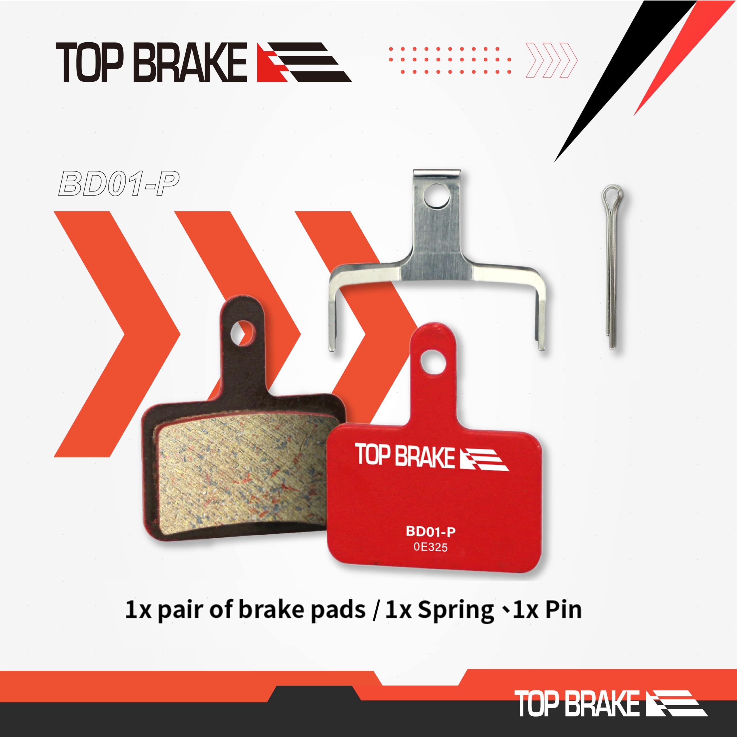 TOP BRAKE Disc Mountain Bike Brake Pads for Shimano Deore M515 M525 TRP Hylex TEKTRO Orion, Red, 1.20*1.38 (in) - Image 3