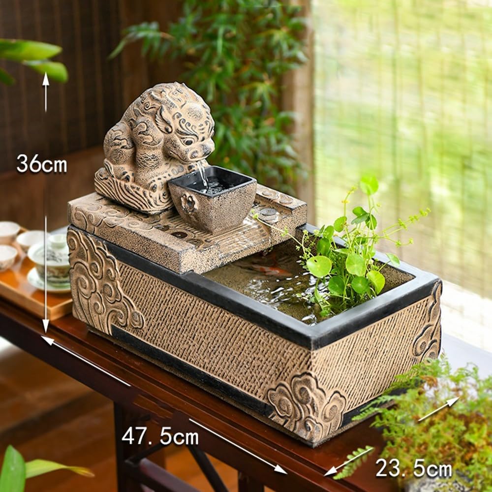 Fontanna wewnętrzna Lucky Beast Zen Flow Desktop Auto-Cycle Waterfall Fountain Feng Shui Decor do domu i biura