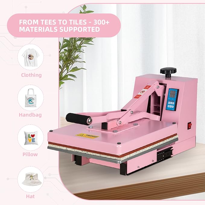Máquina de calor manual 15x15 con base extraíble rosa digital 110V 1400W miniatura 7