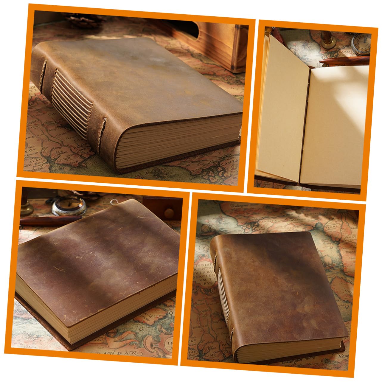 Operitacx Quaderno Diario Vintage in Pelle Bovina Marrone per Appunti | Carta Ispessita, Protegge le Pagine Interne, Stile Semplice e Raffinato per Viaggio e Insegnamento