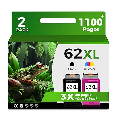 62XL Ink Cartridges Replacement for HP 62 62 XL HP62 HP62XL Ink Black Color Combo Pack Use with 5540 5542 5545 5640 5642 5660 5664 5665 7640 7645 8000 200 250 5740 5742 Printer
